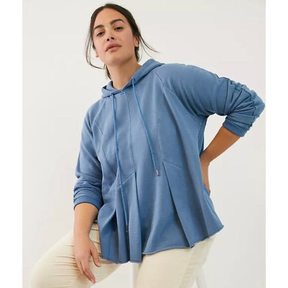 Anthropologie Pilcro blue pleated peplum hoodie